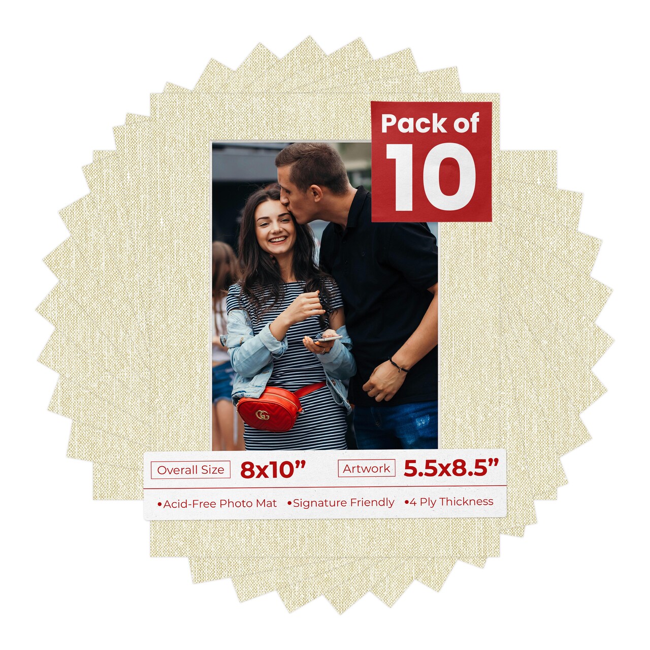 Off White Canvas Mat Board for 8x10 Frames - Fits 5.5x8.5 Photos